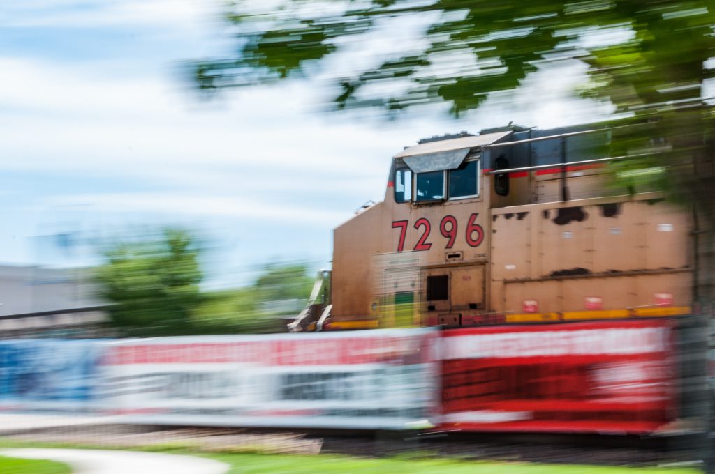 fast-moving train