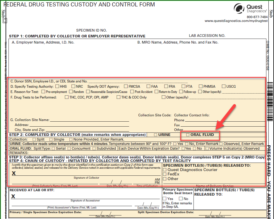 Quest Diagnostics Clinical Drug Monitoring Oral Fluid Collection  Instructions